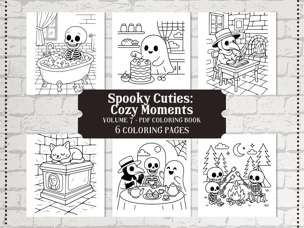 Kawaii Spooky Cuties Coloring Pages: Cozy Halloween Fun (PDF Download)