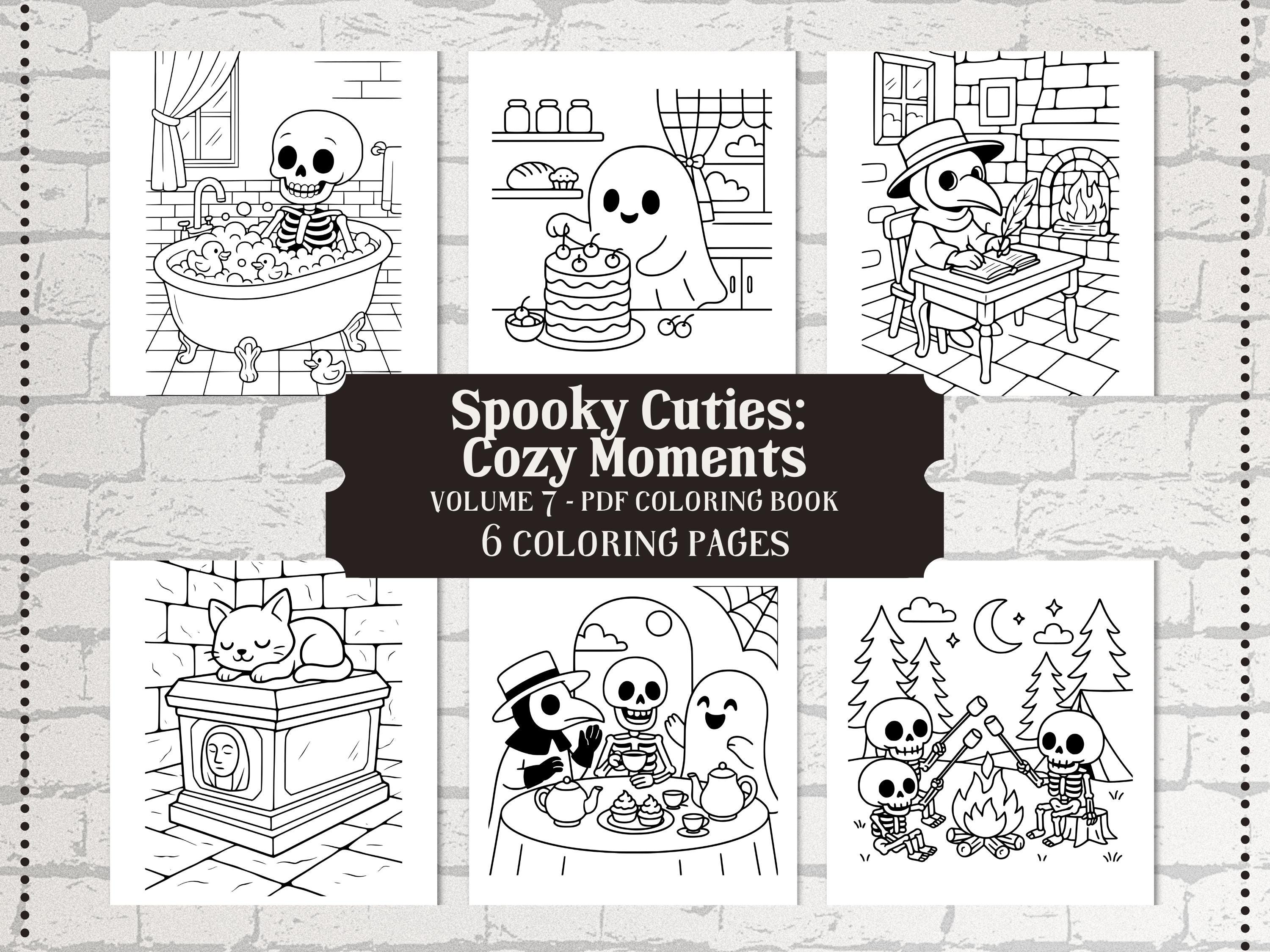 Kawaii Spooky Cuties Coloring Pages: Cozy Halloween Fun (PDF Download)