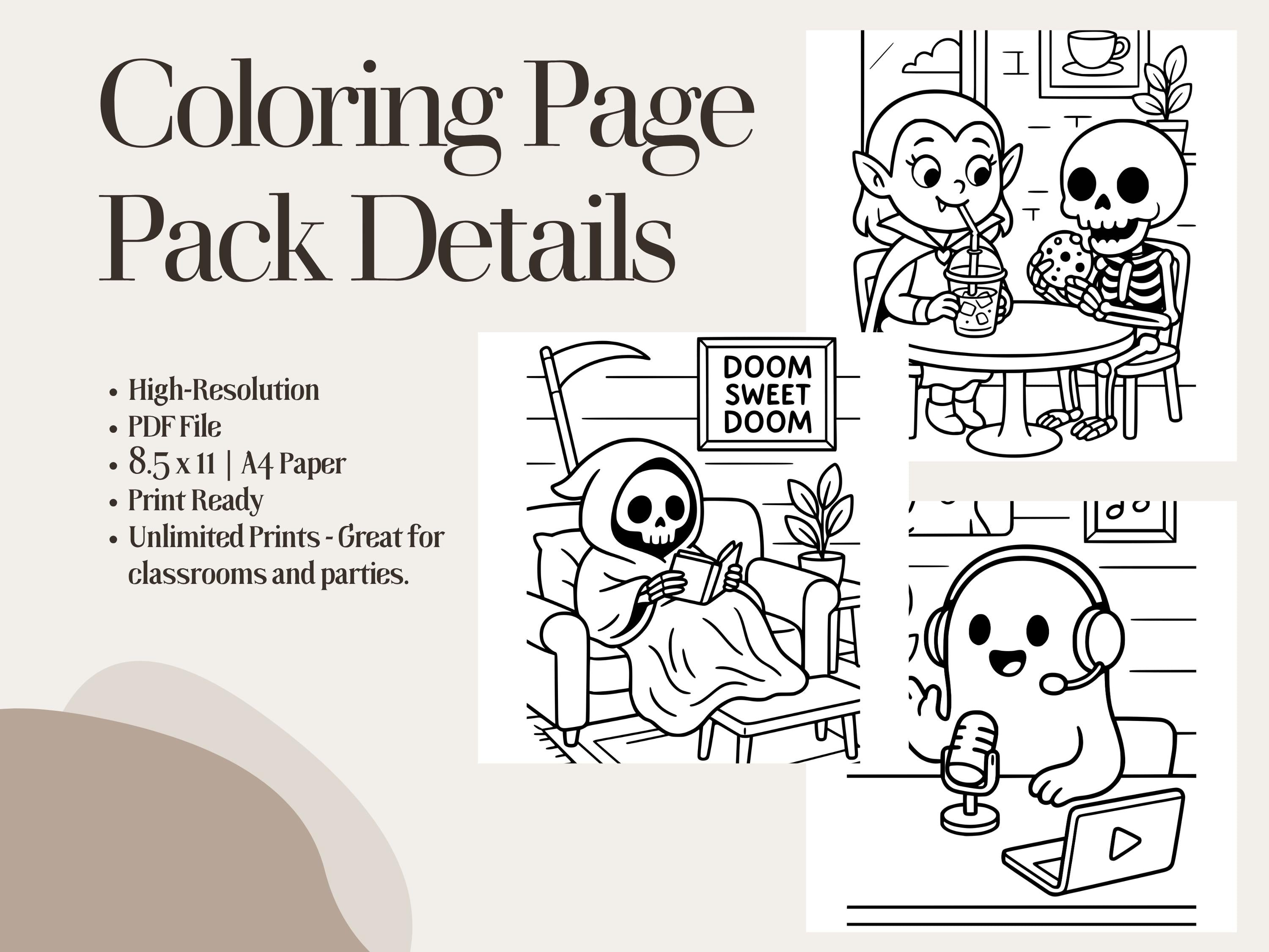 Spooky Cuties Coloring Pages: Kawaii Halloween Art (PDF Download)