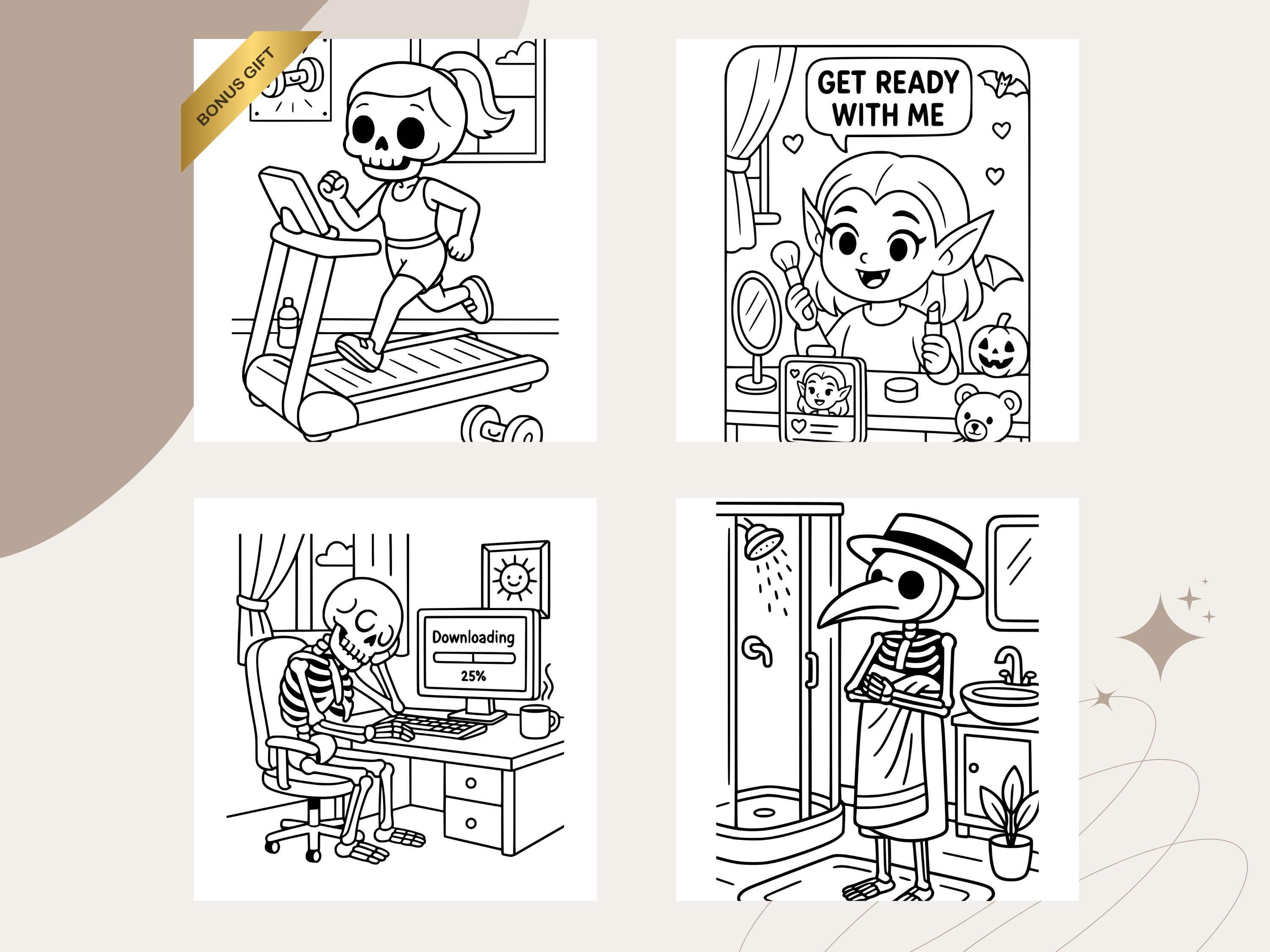 Spooky Cuties Coloring Pages: Kawaii Halloween Art (PDF Download)