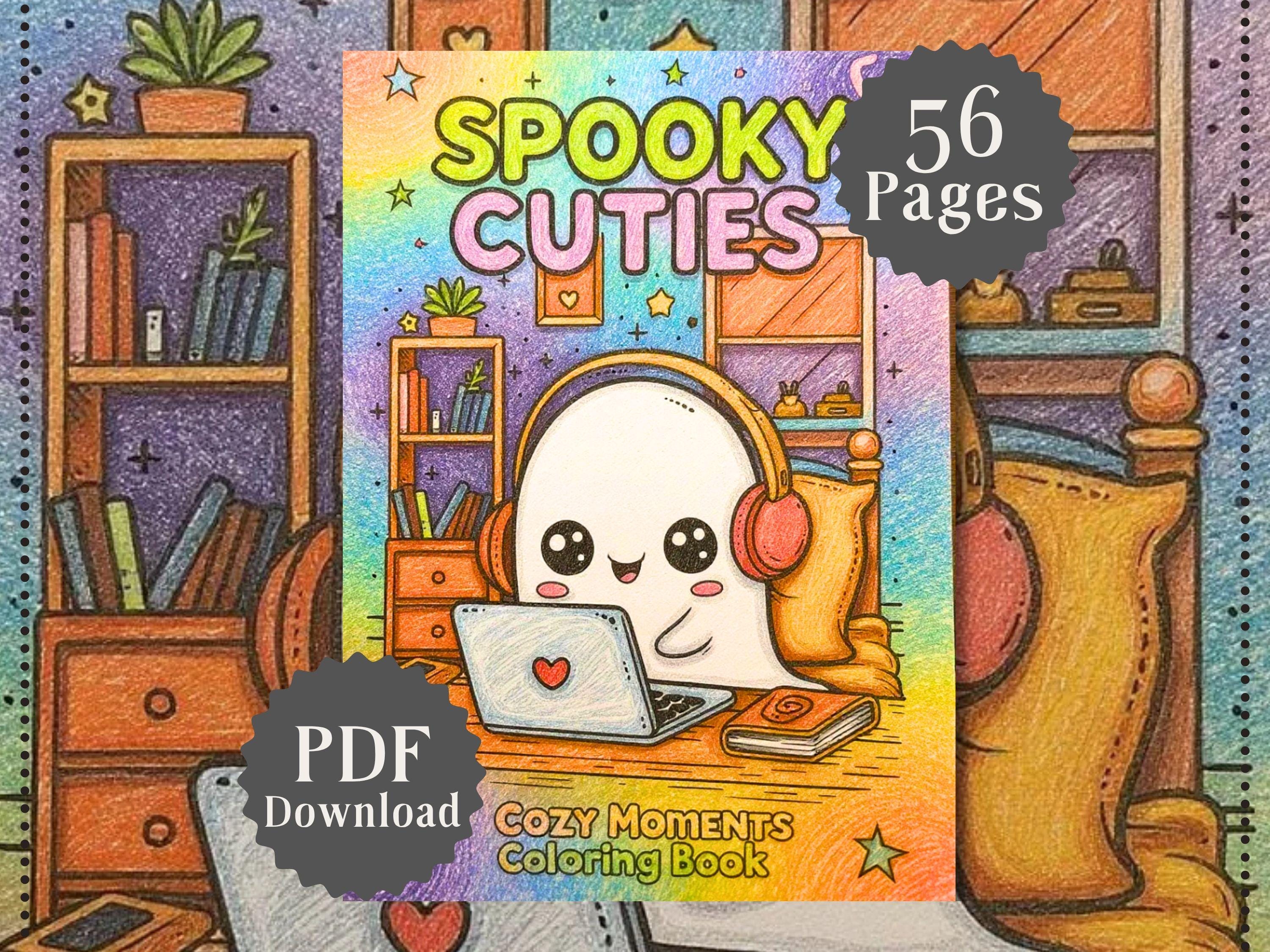 Cozy Goth Coloring Book: 56 Spooky Cuties Pages (PDF Download)