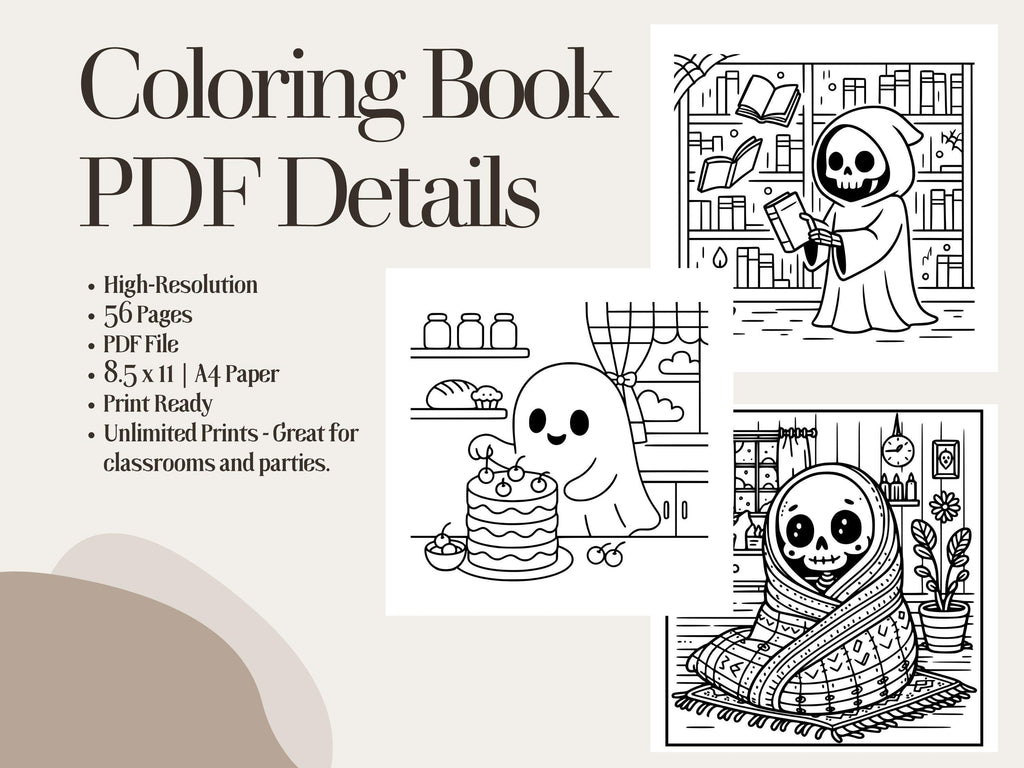 Cozy Goth Coloring Book: 56 Spooky Cuties Pages (PDF Download)