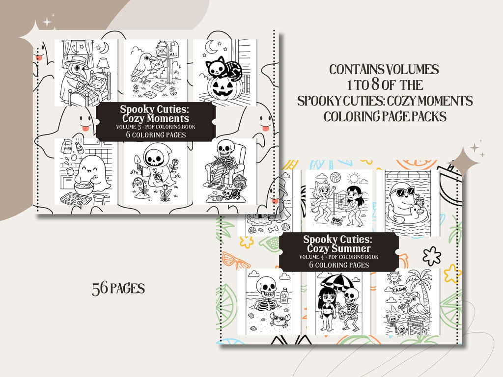 Cozy Goth Coloring Book: 56 Spooky Cuties Pages (PDF Download)