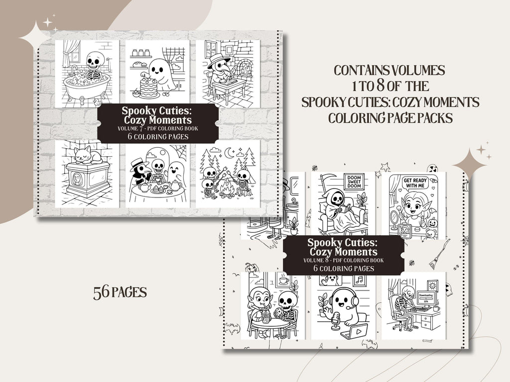 Cozy Goth Coloring Book: 56 Spooky Cuties Pages (PDF Download)