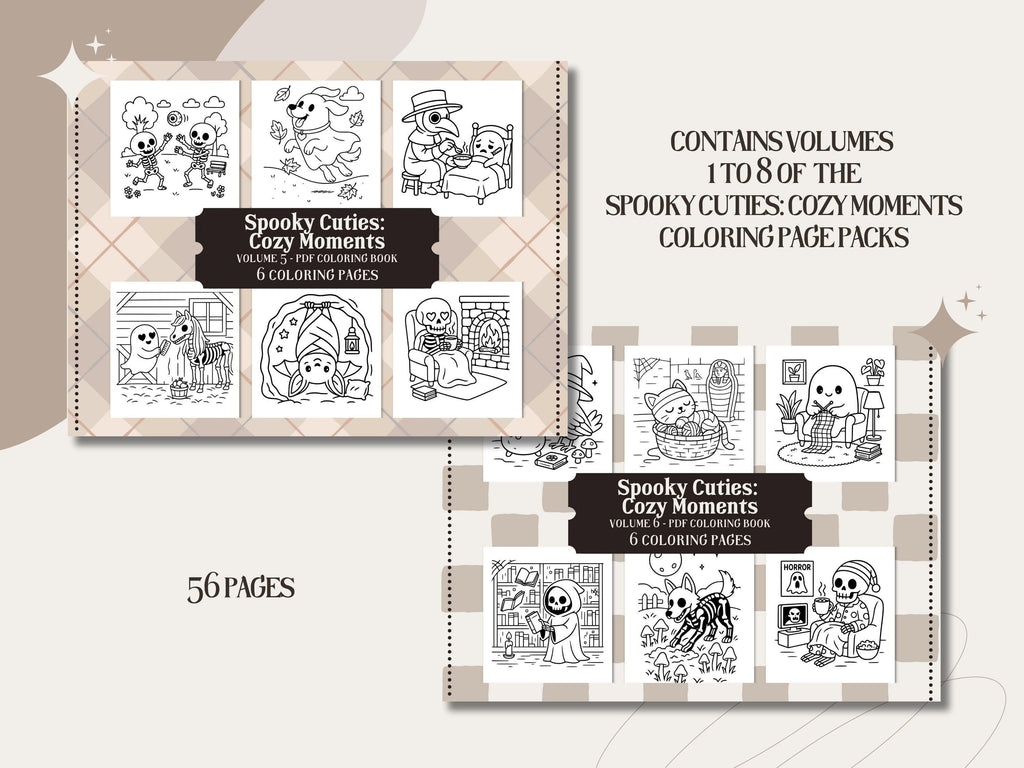 Cozy Goth Coloring Book: 56 Spooky Cuties Pages (PDF Download)