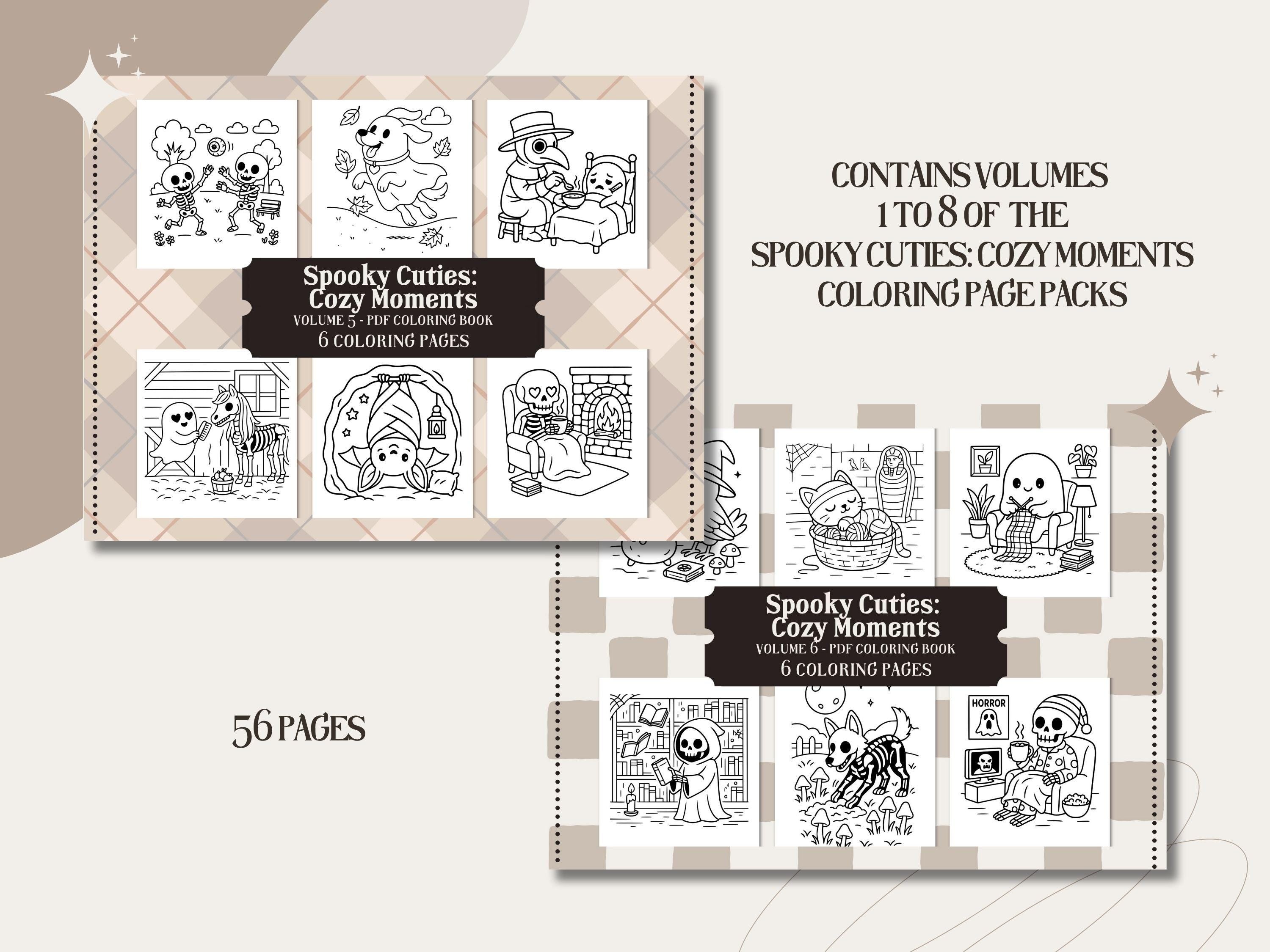 Cozy Goth Coloring Book: 56 Spooky Cuties Pages (PDF Download)