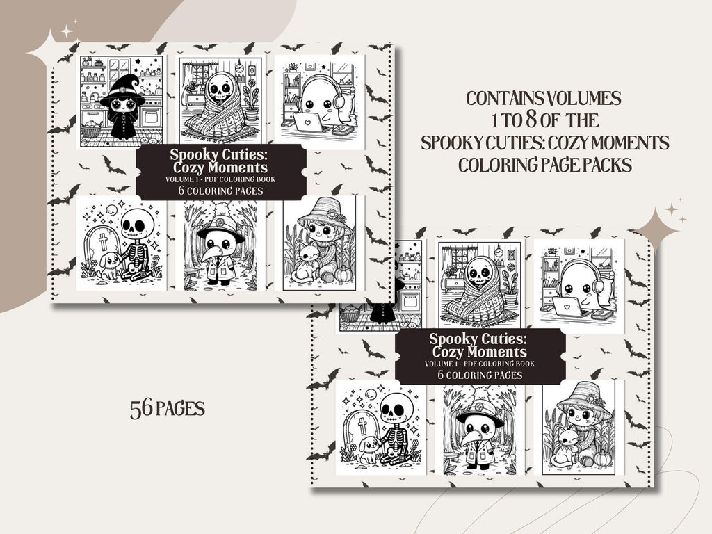 Cozy Goth Coloring Book: 56 Spooky Cuties Pages (PDF Download)