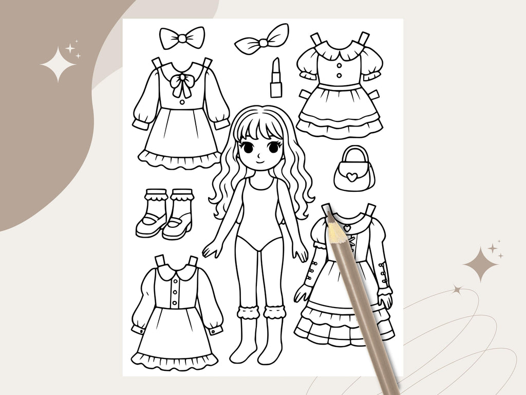 Goth Girls Paper Dolls Coloring Pages, Printable Activity (PDF & PNG)