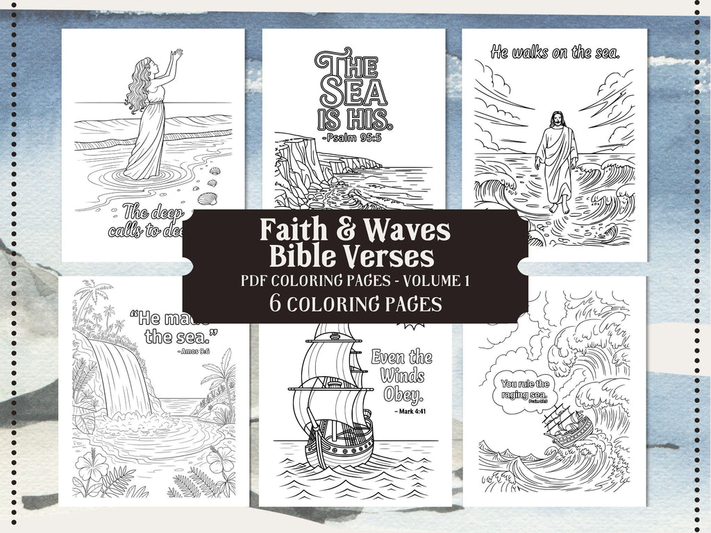 Ocean Bible Verse Coloring Pages: Christian Art for Adults & Kids (PDF Download)