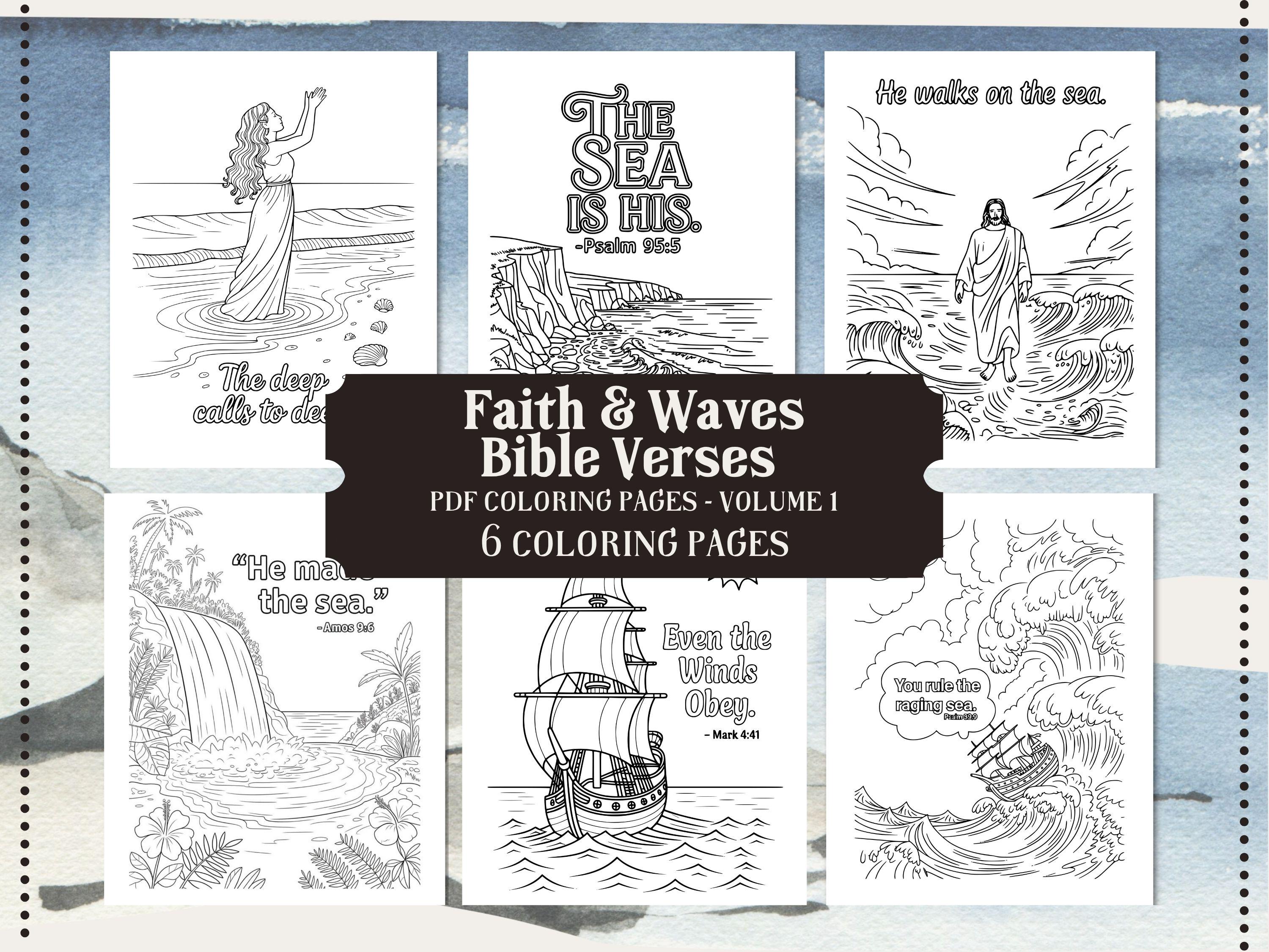 Ocean Bible Verse Coloring Pages: Christian Art for Adults & Kids (PDF Download)