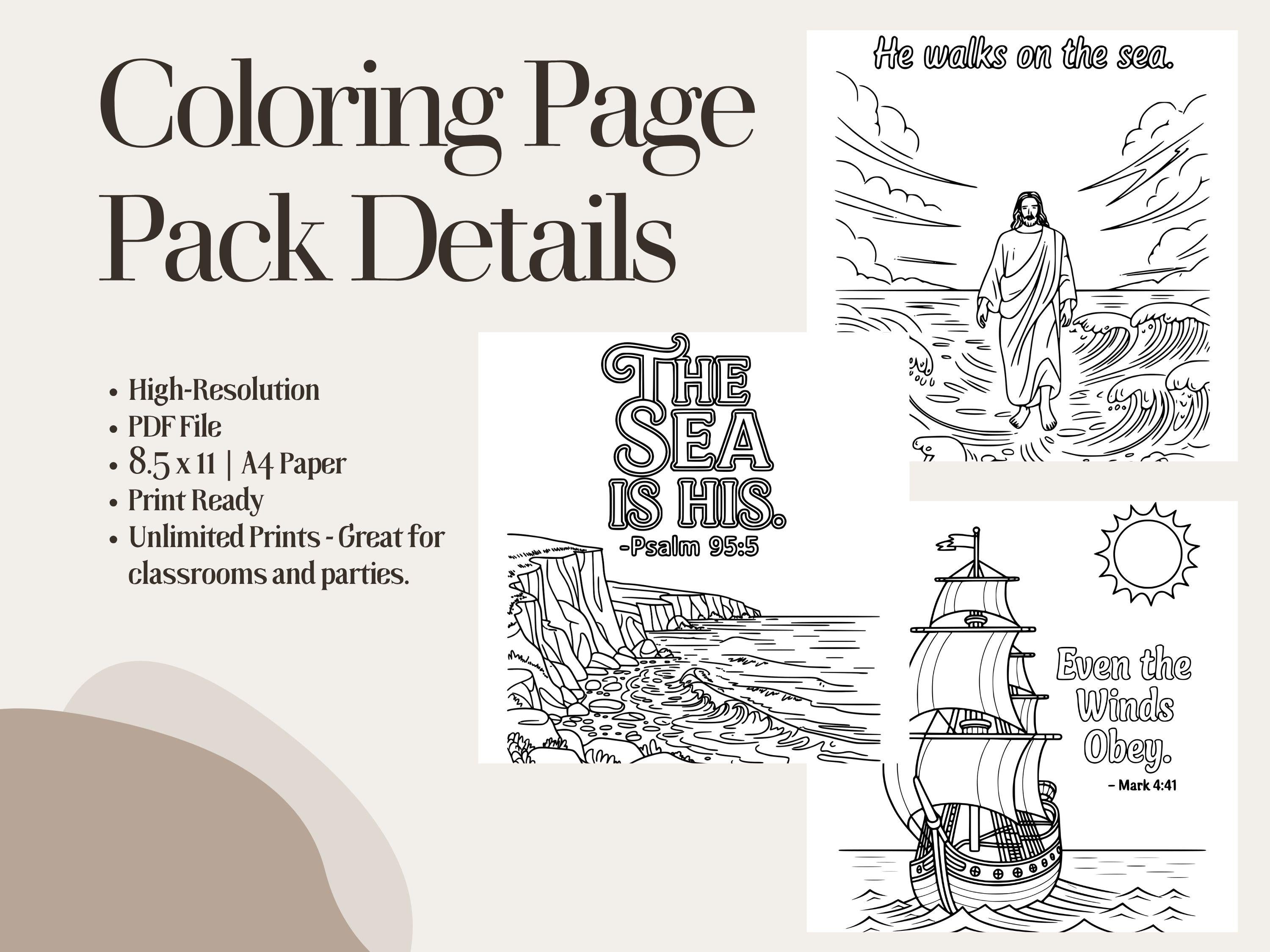 Ocean Bible Verse Coloring Pages: Christian Art for Adults & Kids (PDF Download)