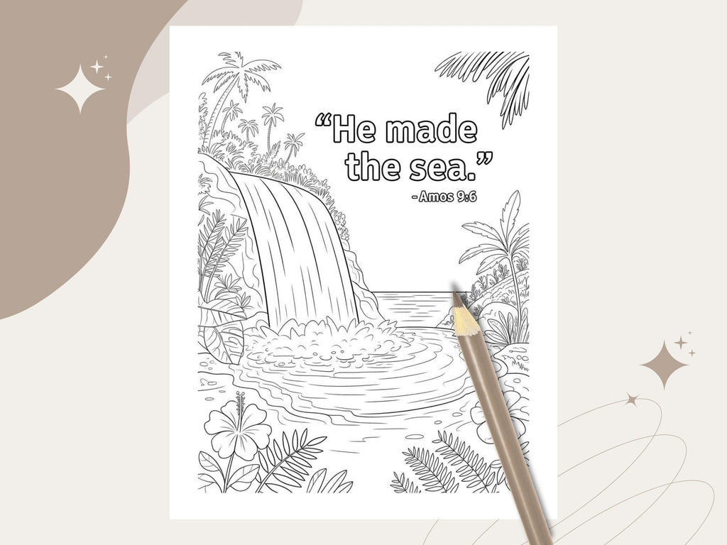 Ocean Bible Verse Coloring Pages: Christian Art for Adults & Kids (PDF Download)