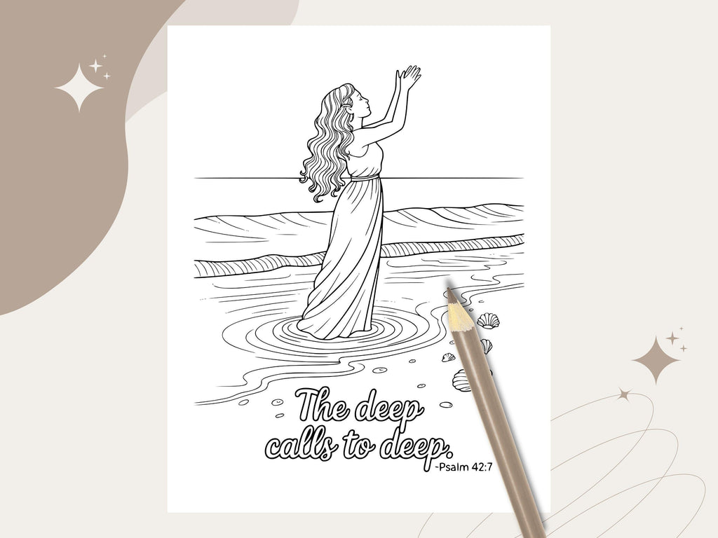Ocean Bible Verse Coloring Pages: Christian Art for Adults & Kids (PDF Download)