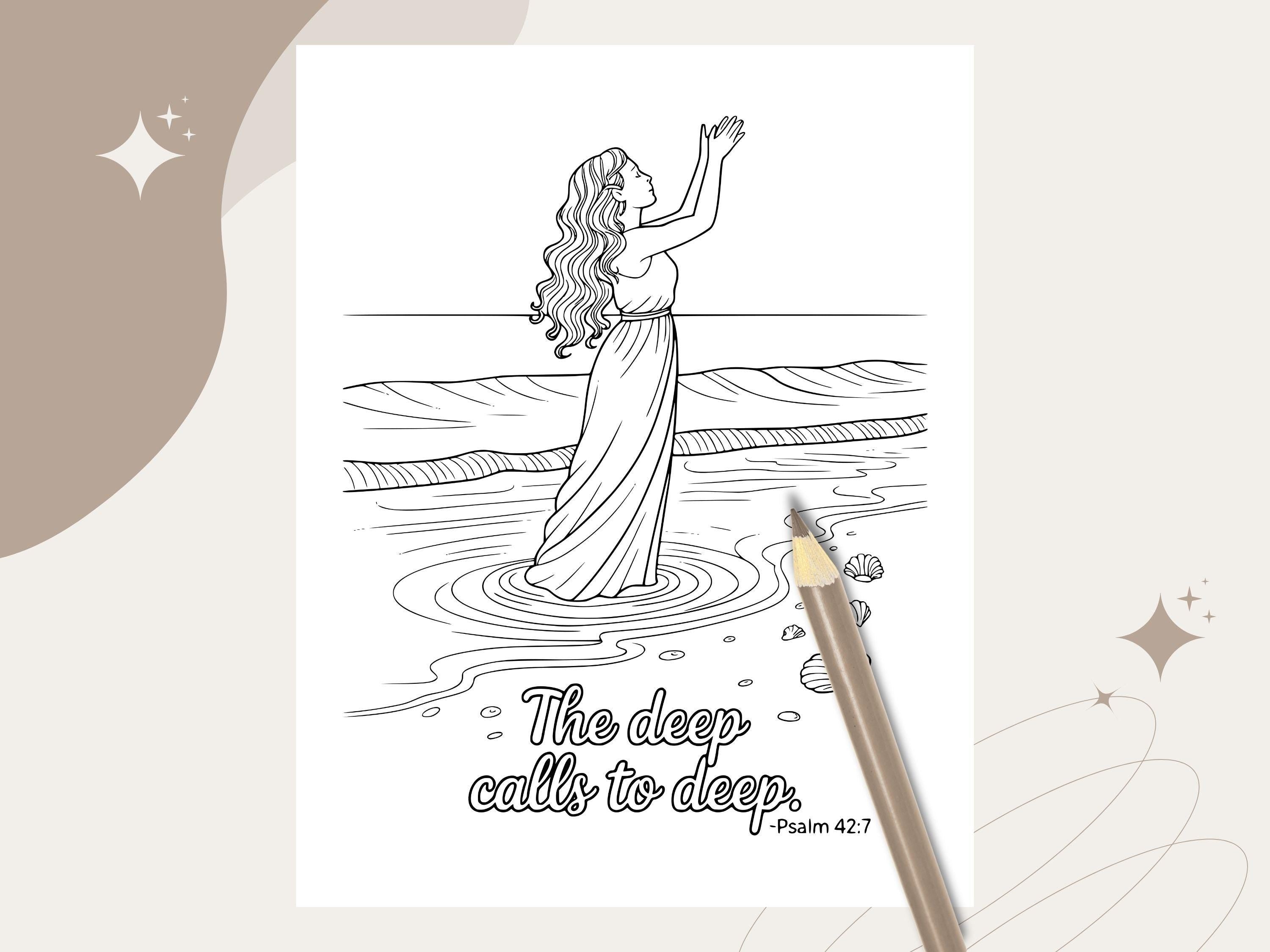 Ocean Bible Verse Coloring Pages: Christian Art for Adults & Kids (PDF Download)
