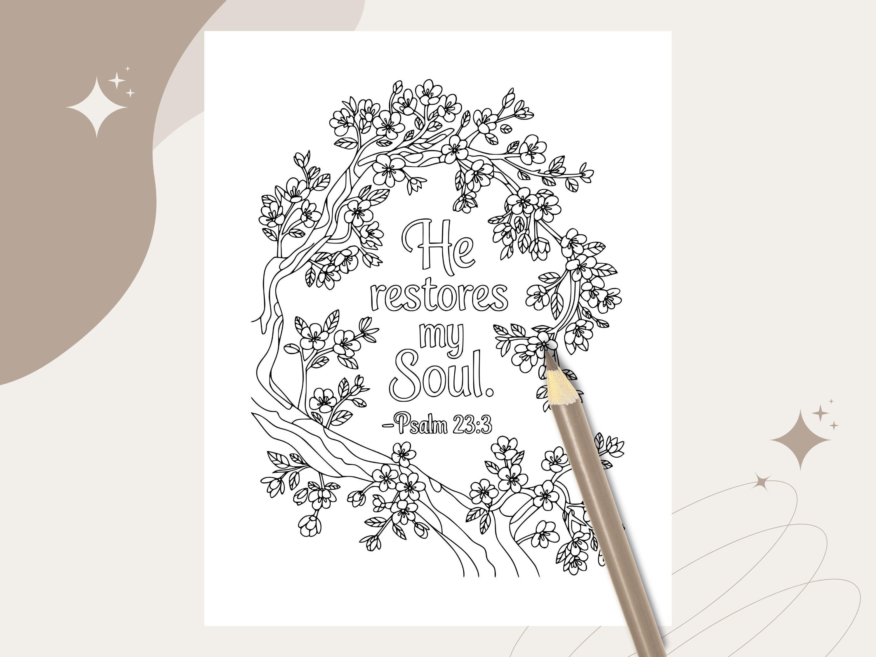 Floral Christian Bible Verse Coloring Pages: Sunday School Activity (PDF Pattern V2)