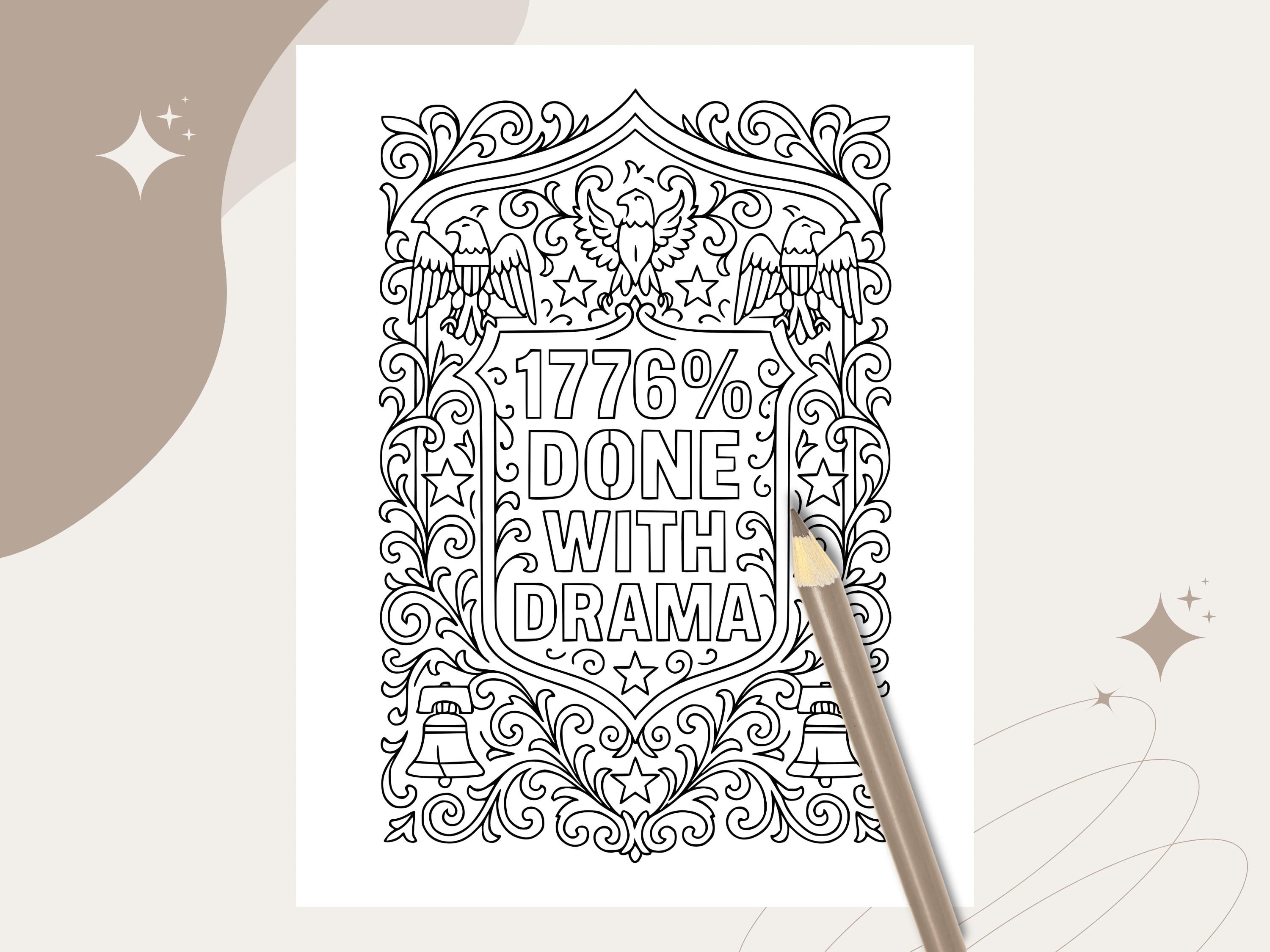 Funny 4th of July Coloring Pages: Patriotic Sassy Designs (PDF Printable & PNG Pages)