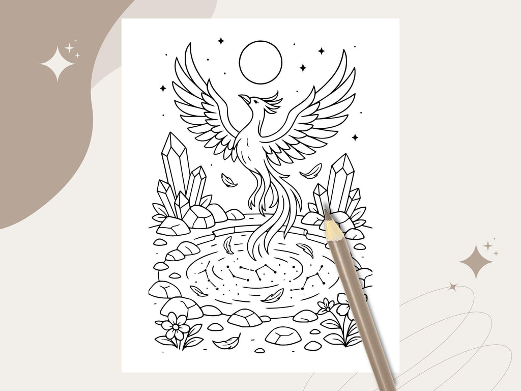 Fantasy Zen Coloring Book: Dragons, Phoenix & Mandalas (PDF Download)