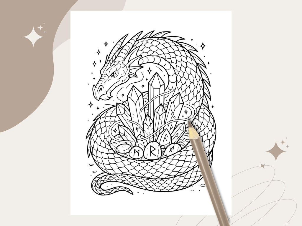 Fantasy Zen Coloring Book: Dragons, Phoenix & Mandalas (PDF Download)