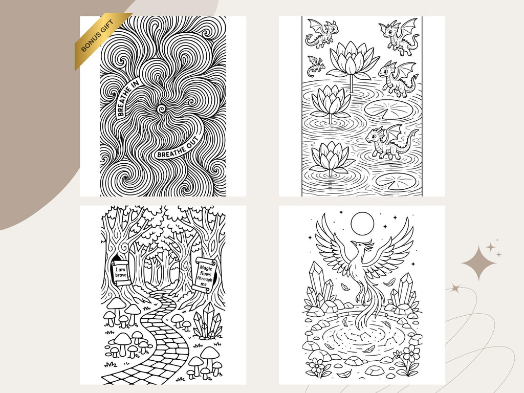 Fantasy Zen Coloring Book: Dragons, Phoenix & Mandalas (PDF Download)