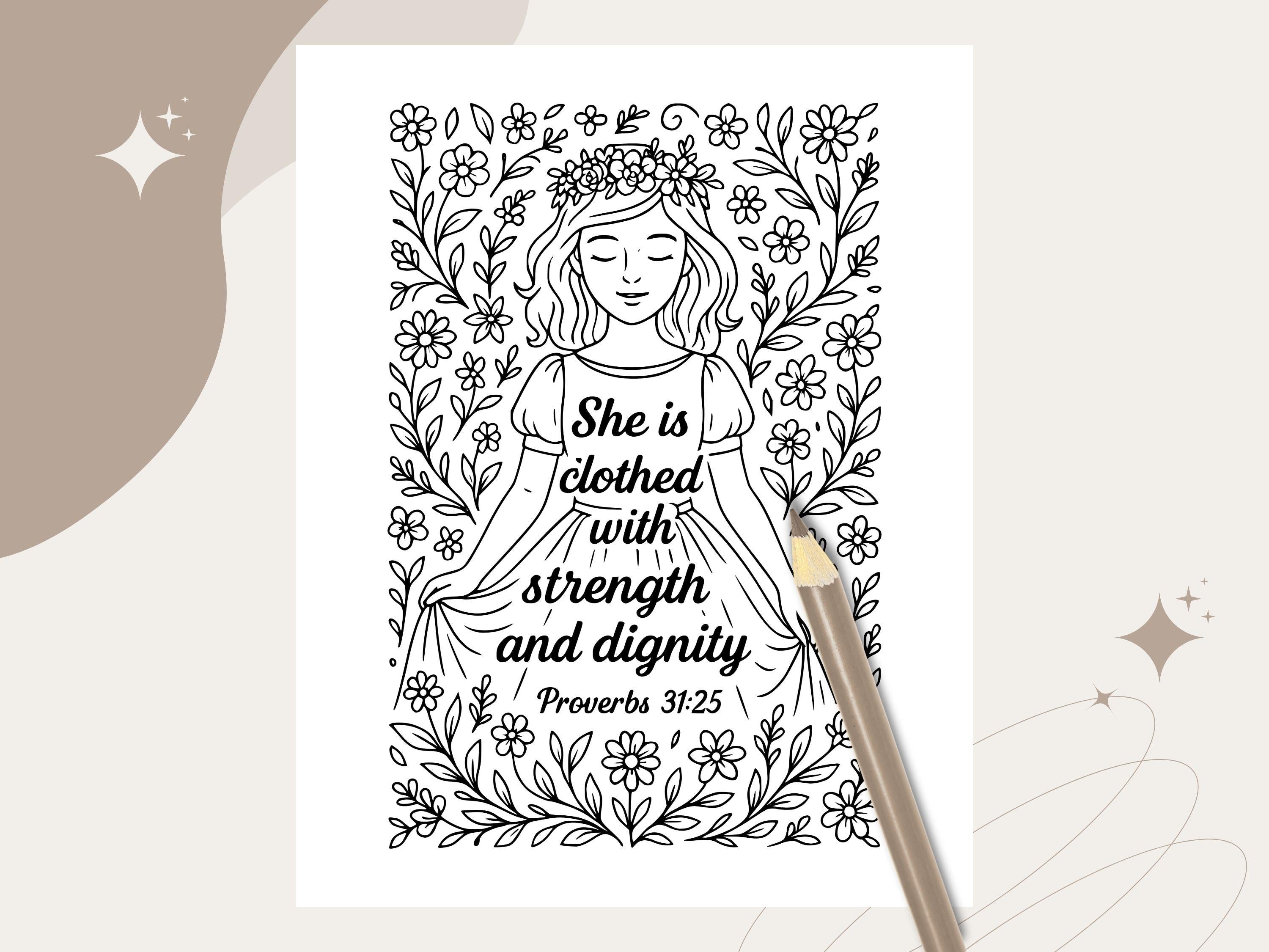 Floral Bible Verse Coloring Pages: Christian Scripture Art (PDF Download)
