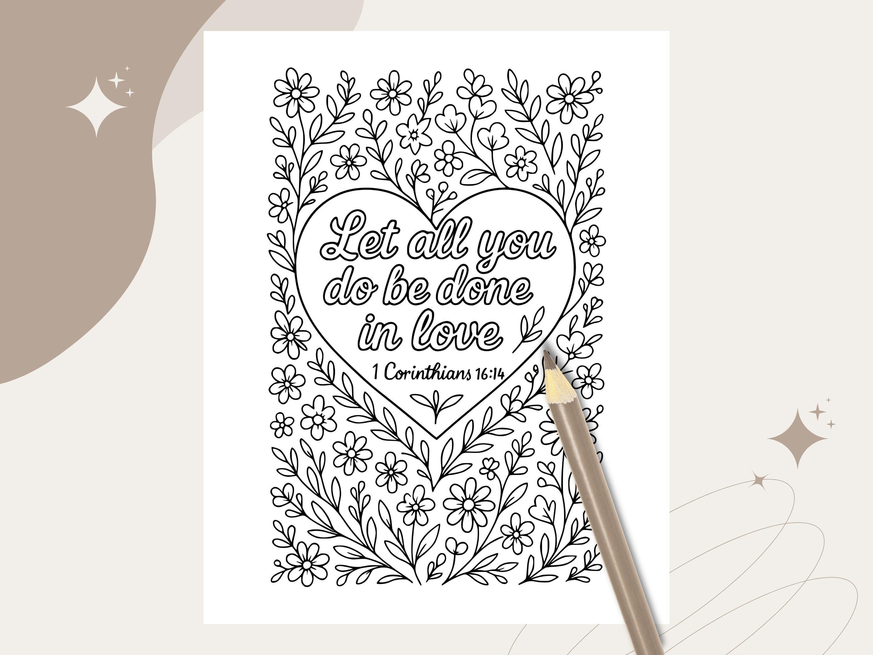 Floral Bible Verse Coloring Pages: Christian Scripture Art (PDF Download)