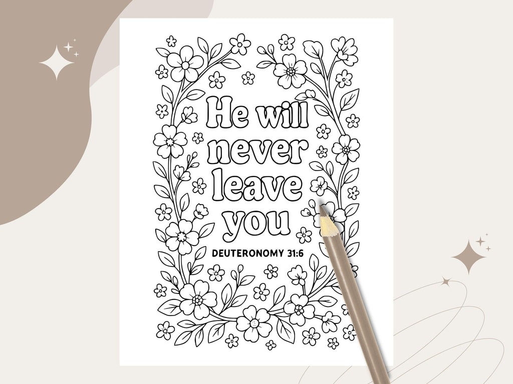 Floral Bible Verse Coloring Pages: Christian Scripture Art (PDF Download)