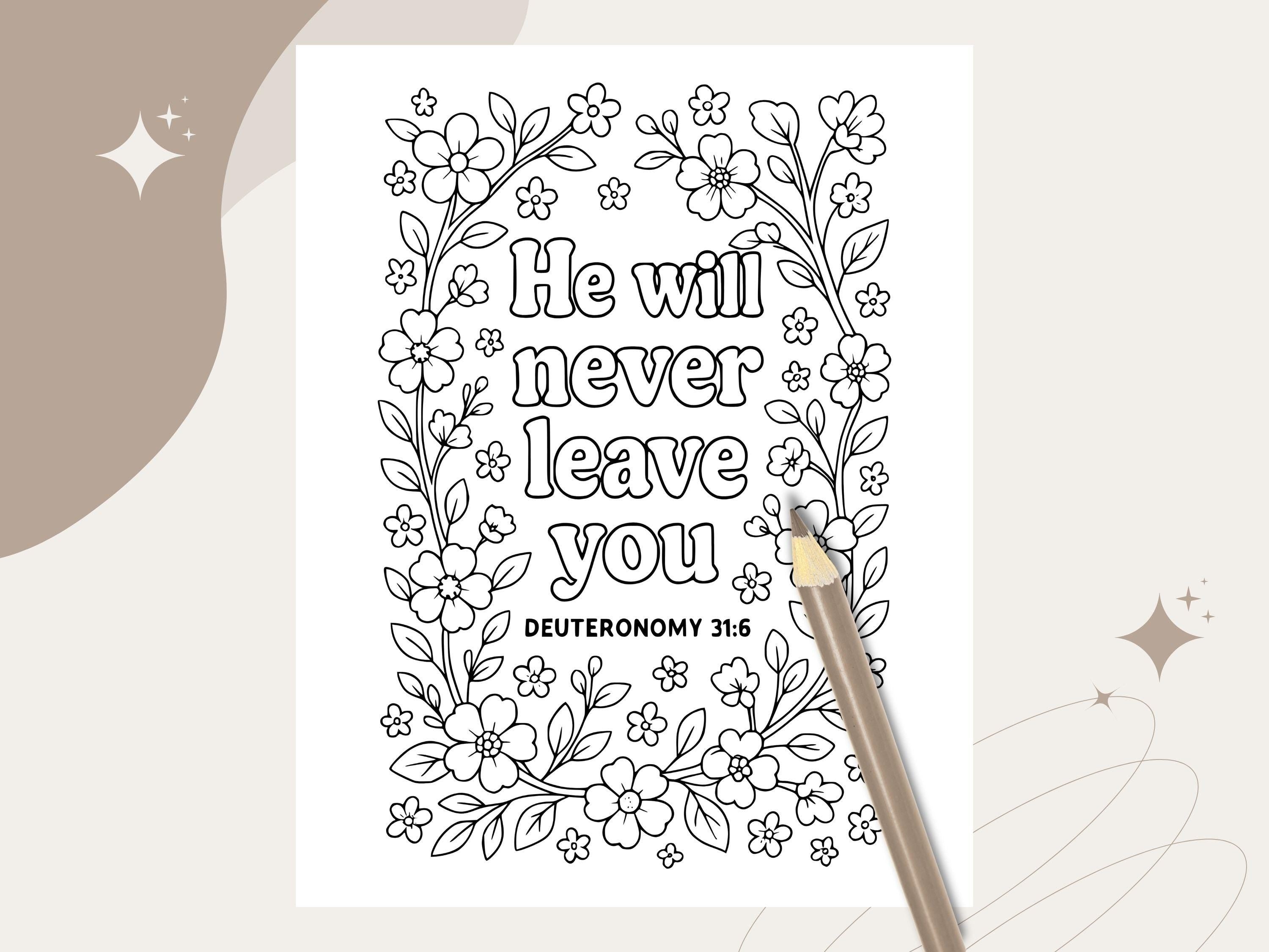 Floral Bible Verse Coloring Pages: Christian Scripture Art (PDF Download)