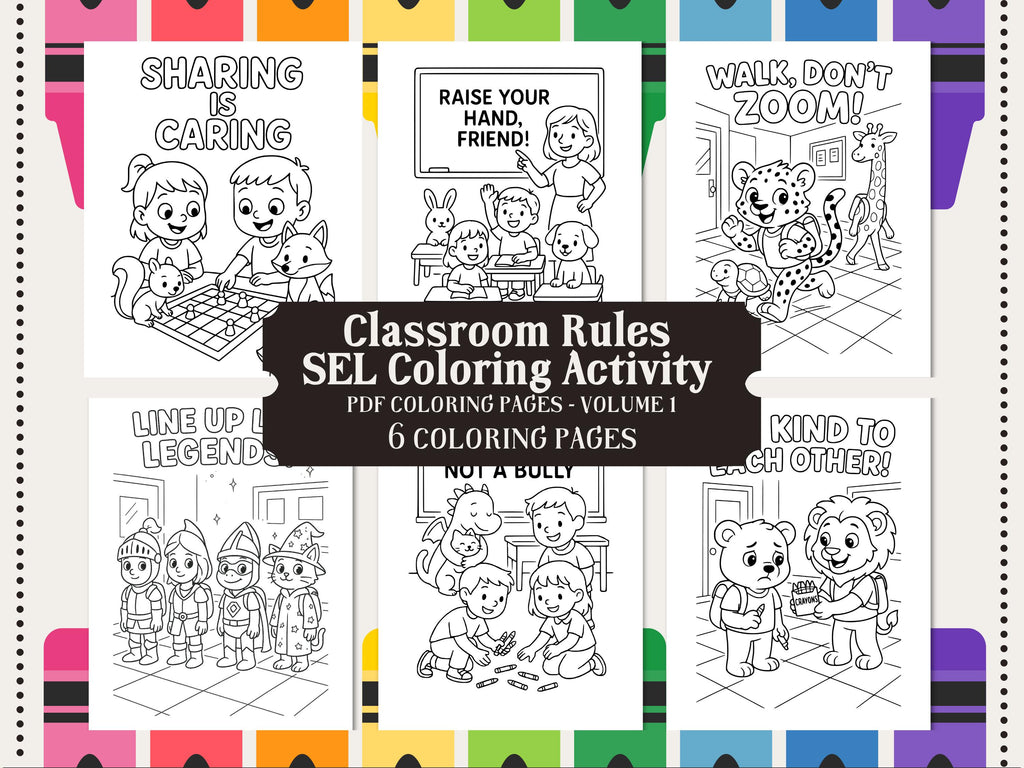 Classroom Rules Coloring Pages: Back to School SEL Activity (PDF Activity