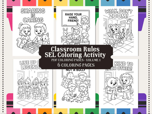 Classroom Rules Coloring Pages: Back to School SEL Activity (PDF Activity