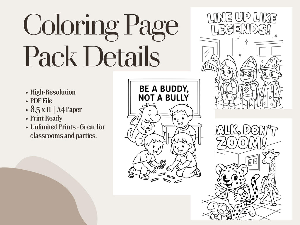Classroom Rules Coloring Pages: Back to School SEL Activity (PDF Activity