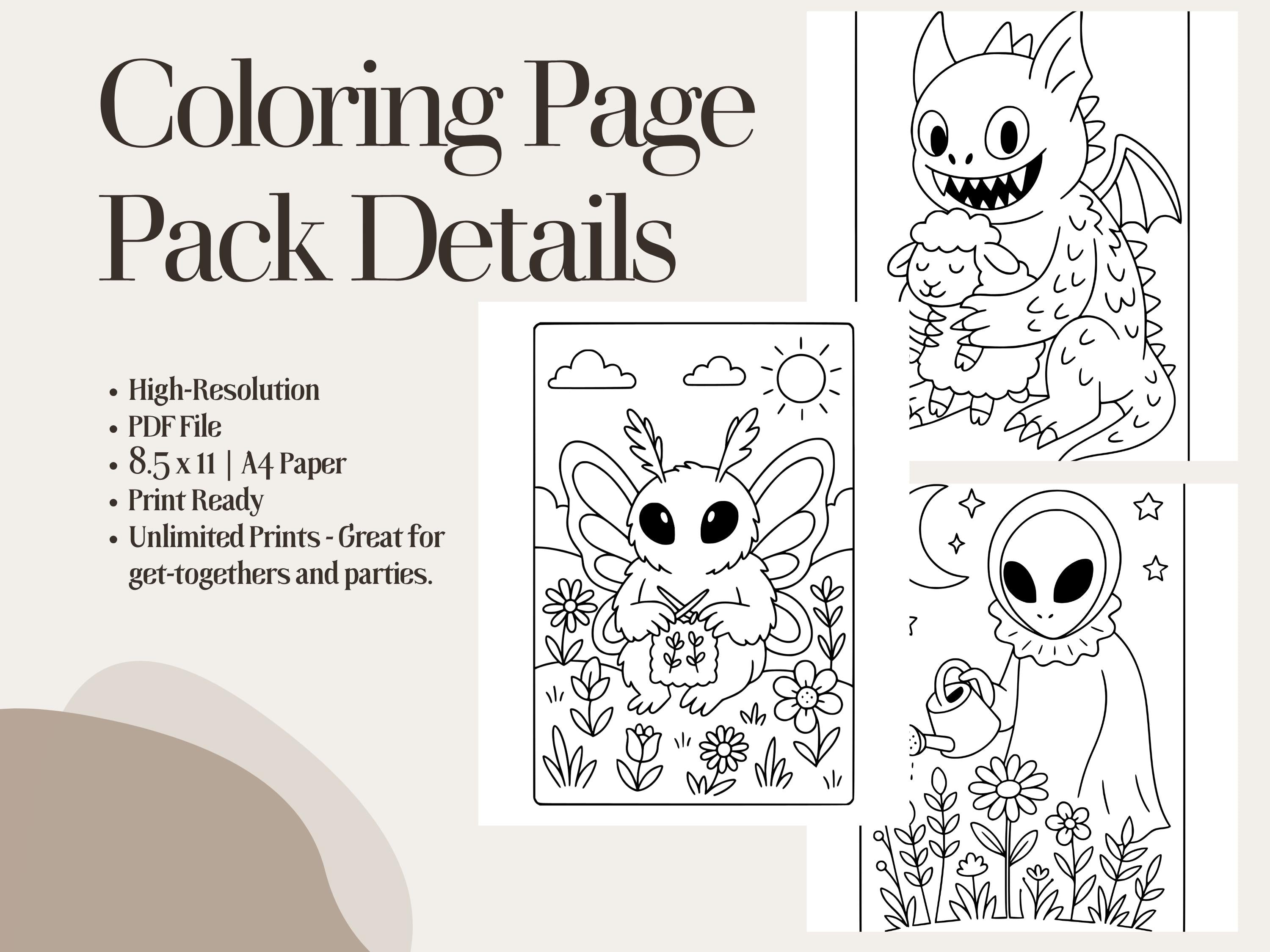 Kawaii Cryptid Coloring Pages: Cozy Goth Legends (PDF Printable Set
