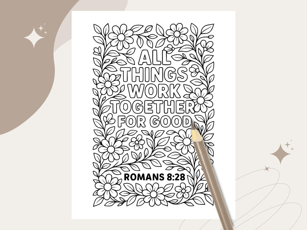 Floral Bible Verse Coloring Pages: Christian Scripture Art (PDF Download)