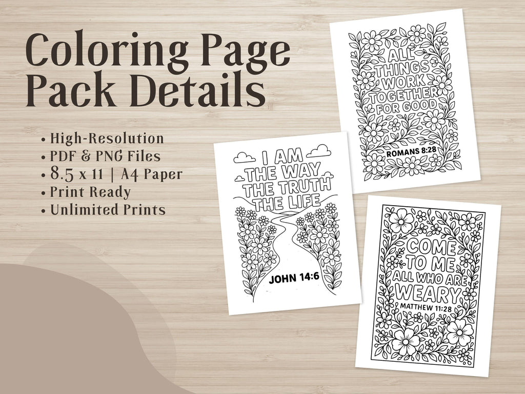 Floral Bible Verse Coloring Pages: Christian Scripture Art (PDF Download)