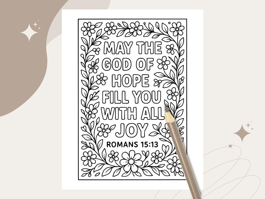 Floral Bible Verse Coloring Pages: Christian Scripture Art (PDF Download)