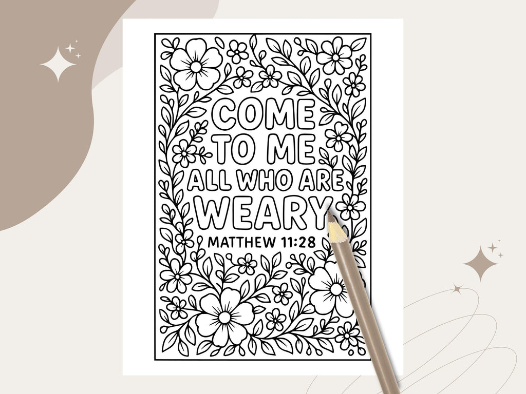 Floral Bible Verse Coloring Pages: Christian Scripture Art (PDF Download)