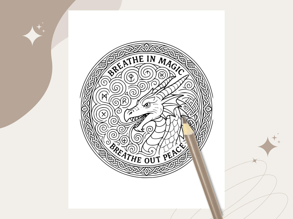 Fantasy Zen Coloring Book: Dragons, Phoenix & Mandalas (PDF Download)