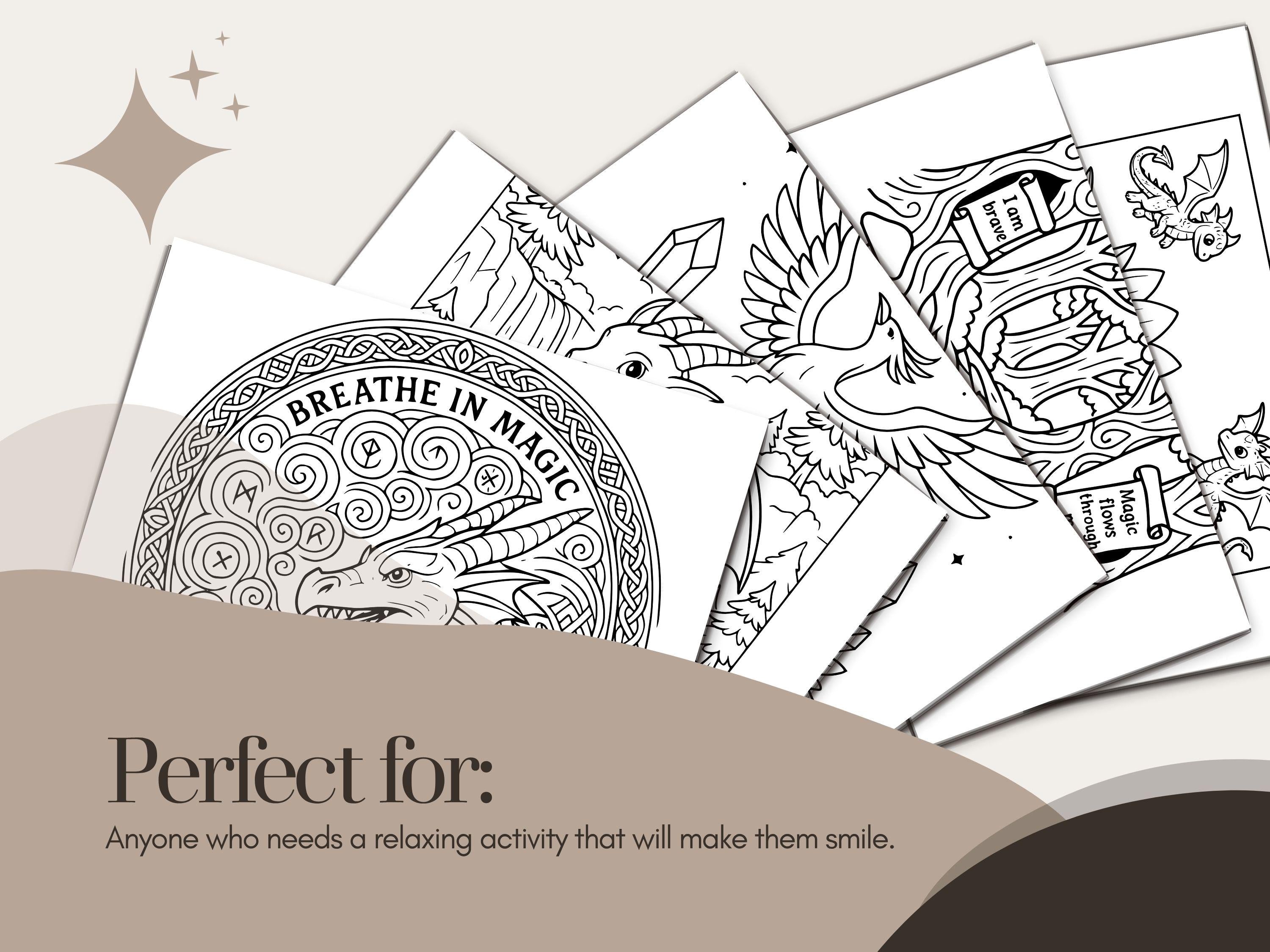 Fantasy Zen Coloring Book: Dragons, Phoenix & Mandalas (PDF Download)