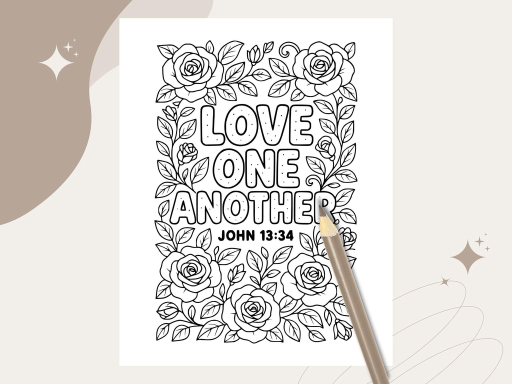 Floral Bible Verse Coloring Pages, Sunday School Printable (PDF & PNG)