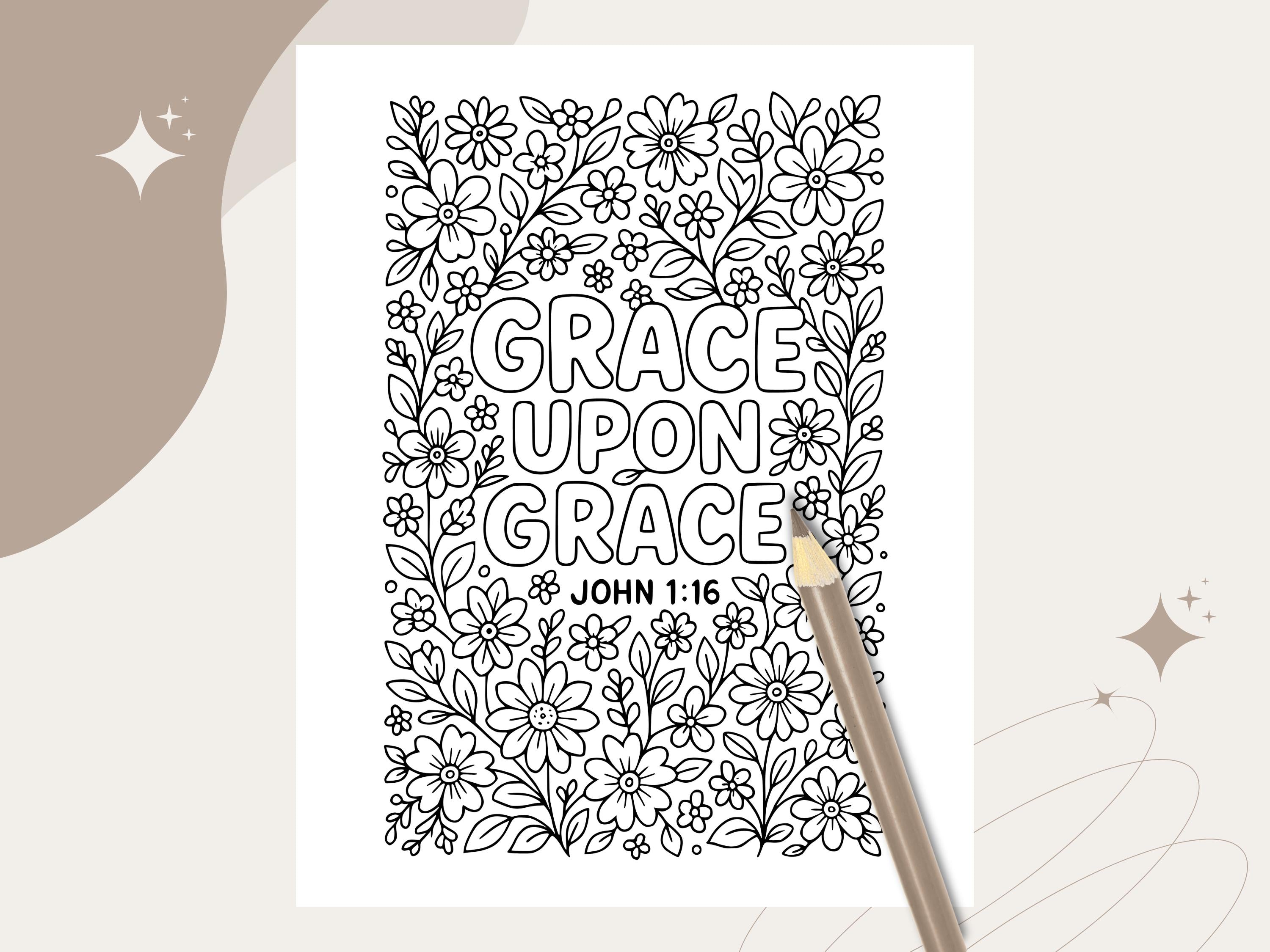Floral Bible Verse Coloring Pages, Sunday School Printable (PDF & PNG)