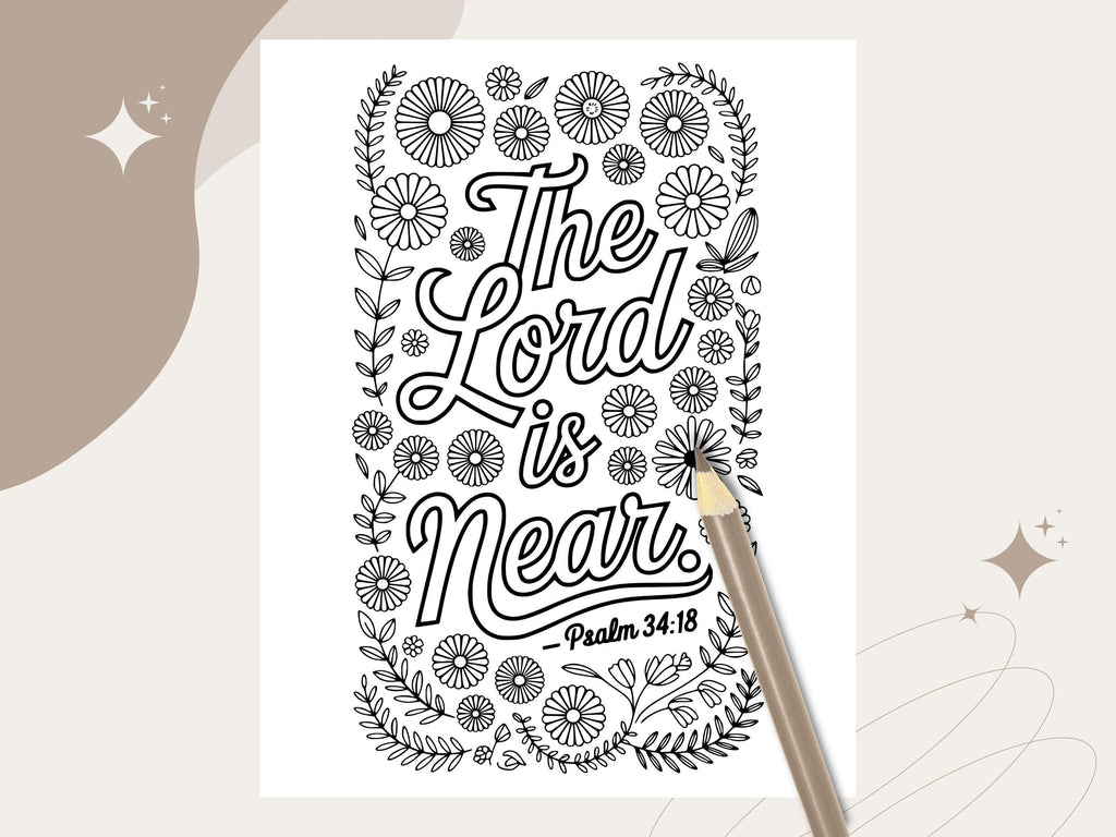 Floral Bible Verse Coloring Pages, Printable Scripture Art (PDF & PNG)