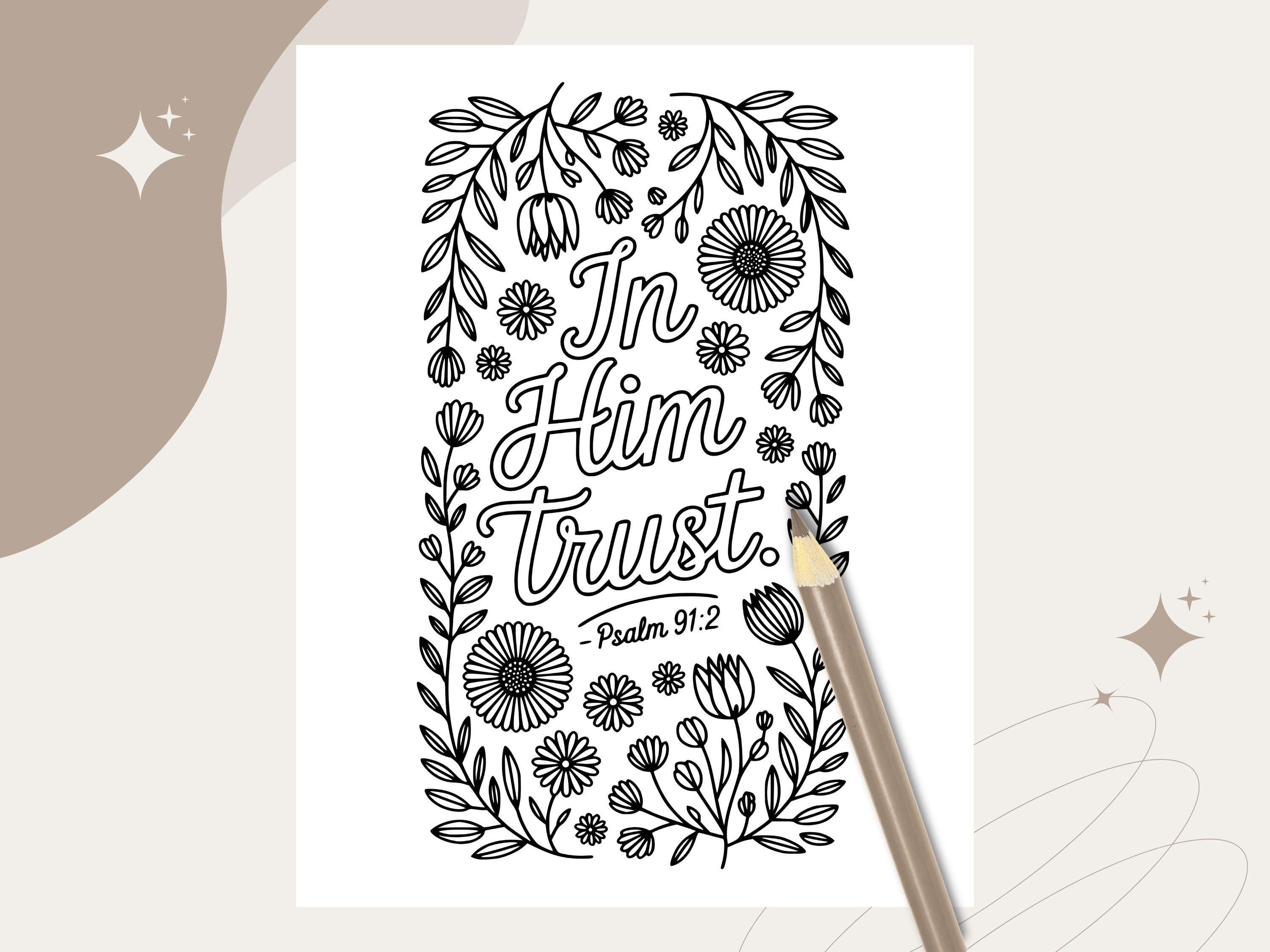 Floral Scripture Coloring Pages, Bible Verse Art (PDF & PNG)