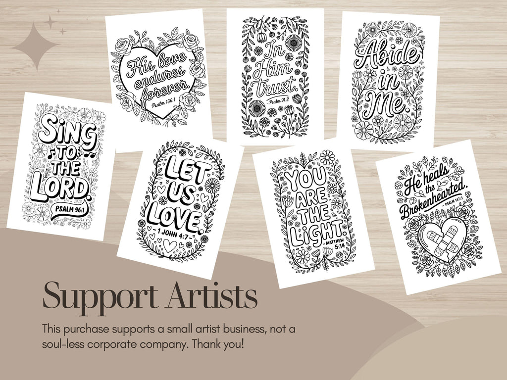 Floral Scripture Coloring Pages, Bible Verse Art (PDF & PNG)