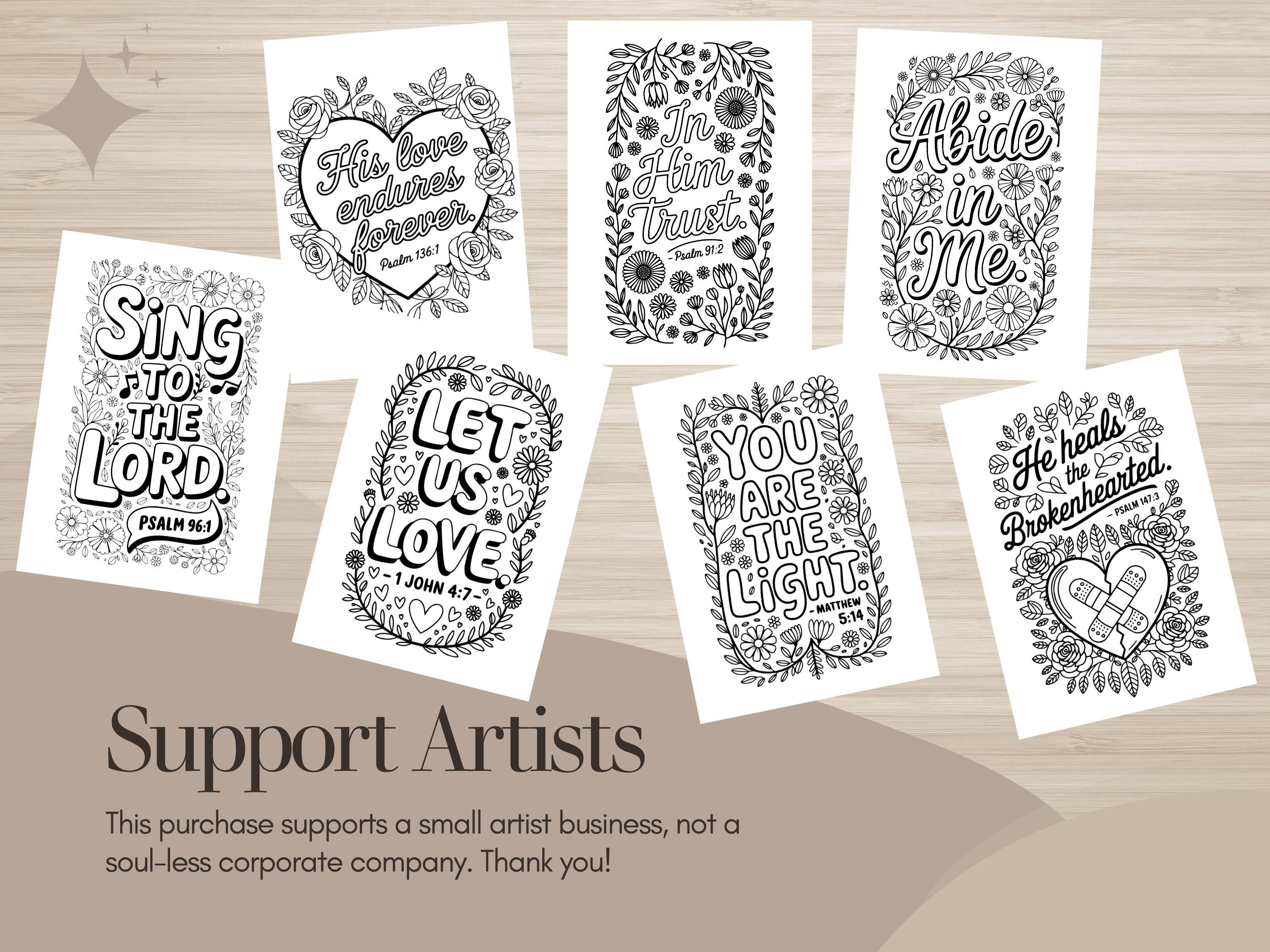 Floral Scripture Coloring Pages, Bible Verse Art (PDF & PNG)
