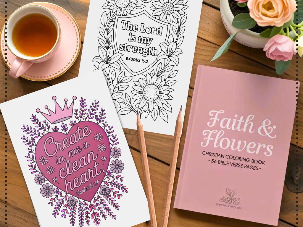 Floral Bible Verse Coloring Book: Christian Scripture Art (PDF Printable 56 Pages)