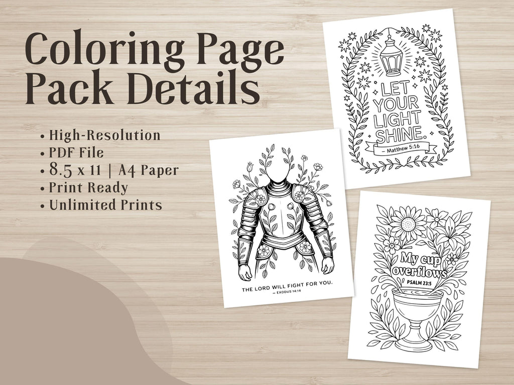 Floral Bible Verse Coloring Book: Christian Scripture Art (PDF Printable 56 Pages)