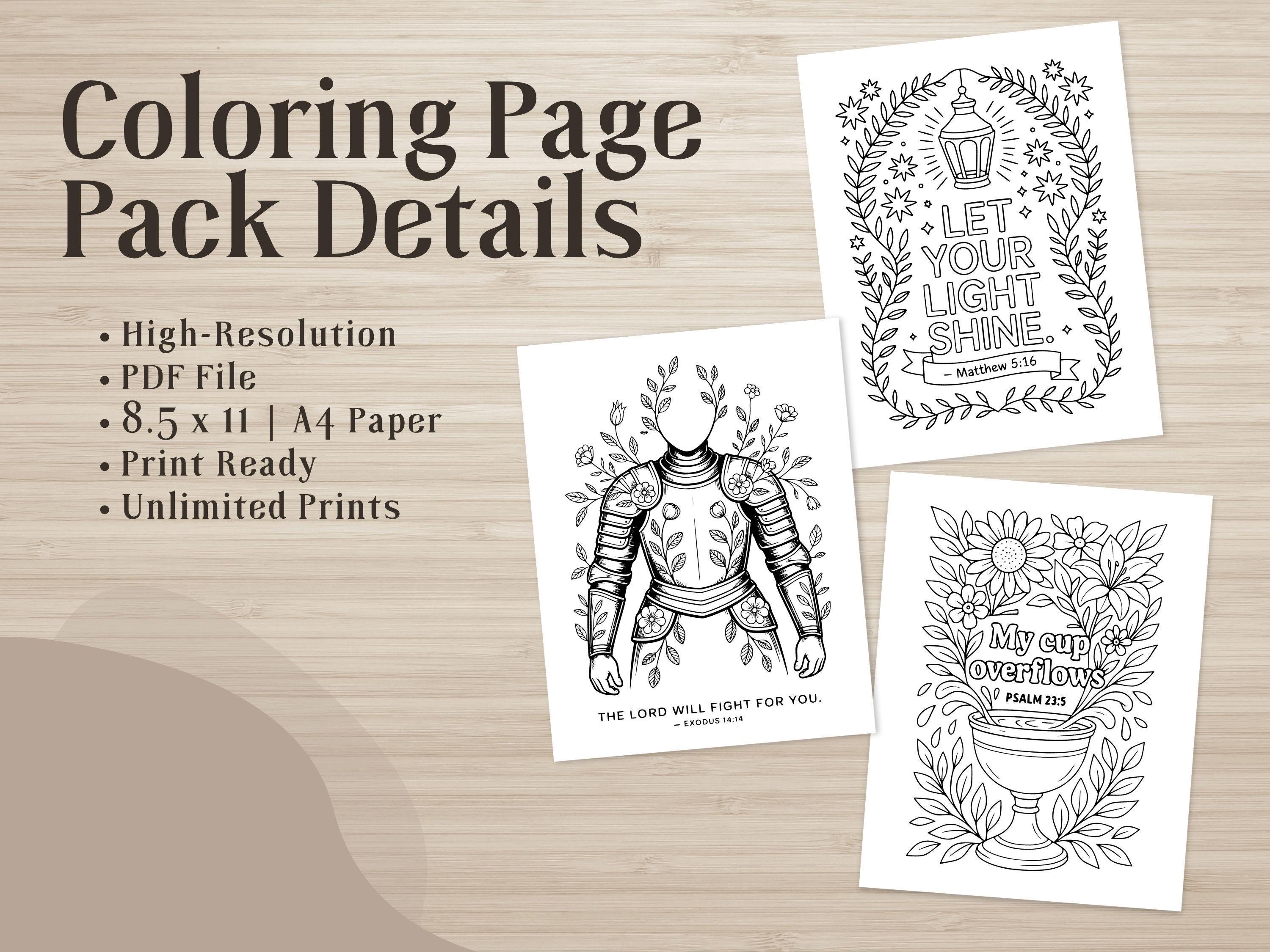 Floral Bible Verse Coloring Book: Christian Scripture Art (PDF Printable 56 Pages)