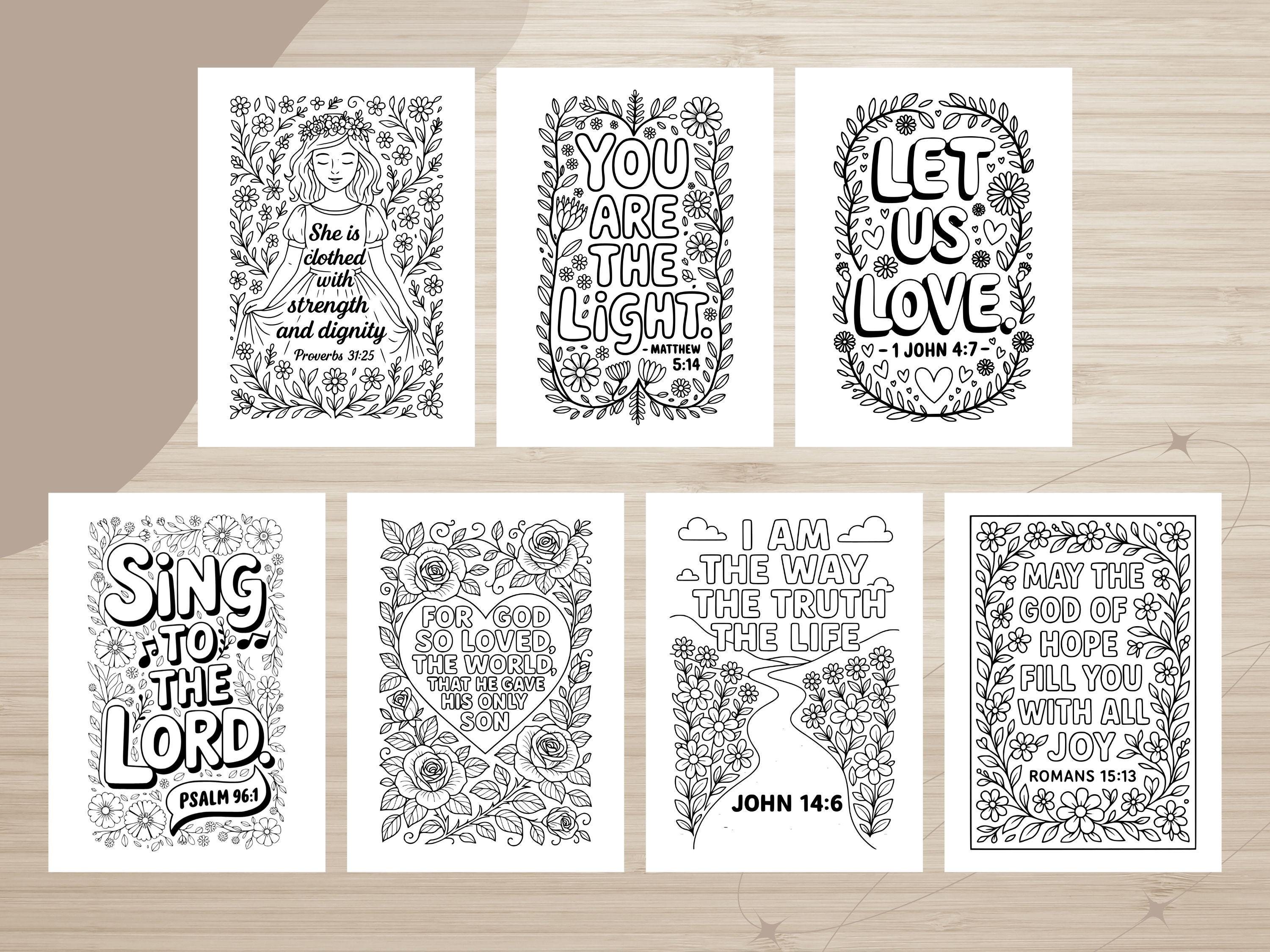 Floral Bible Verse Coloring Book: Christian Scripture Art (PDF Printable 56 Pages)