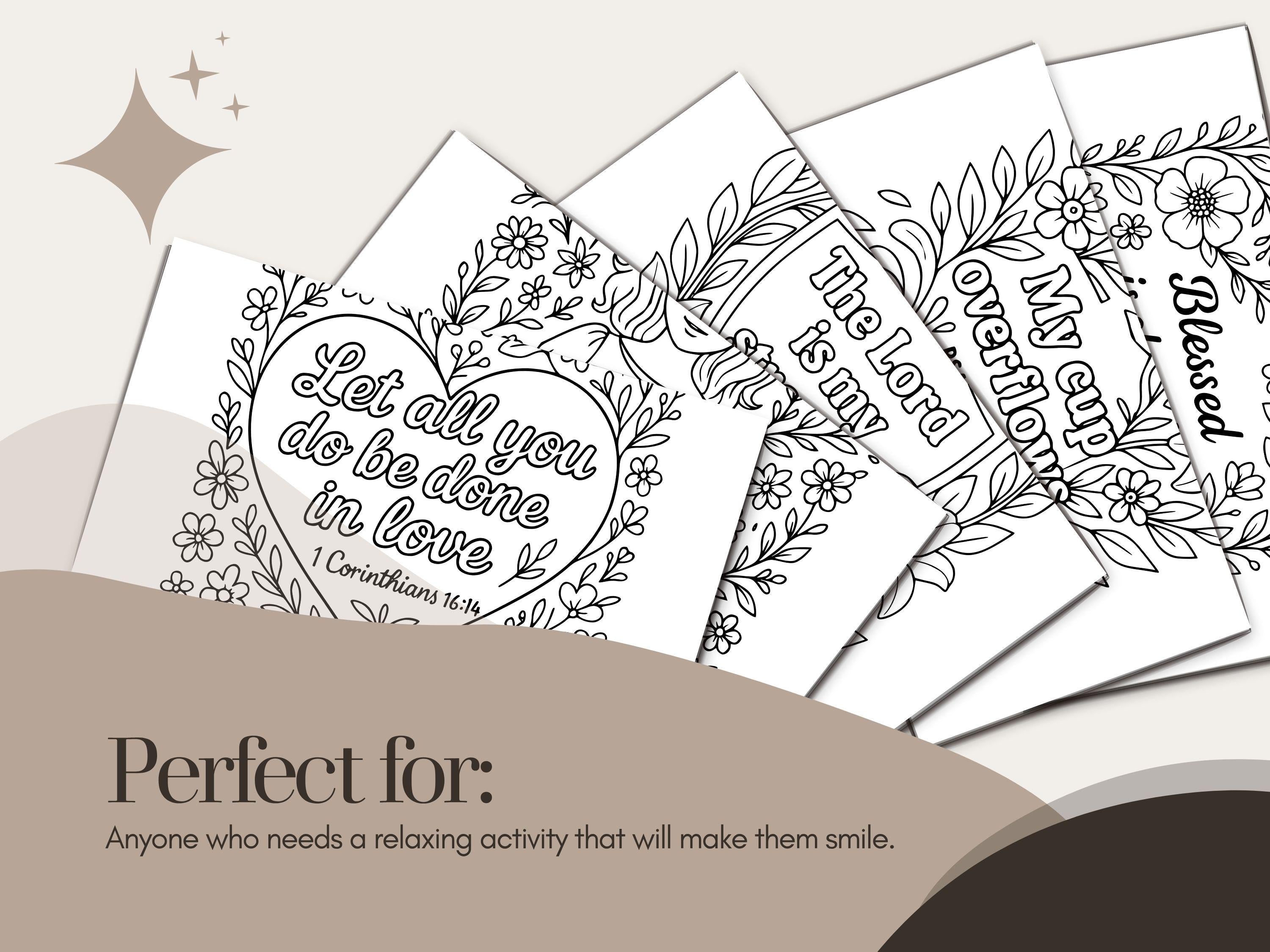 Floral Bible Verse Coloring Pages: Christian Scripture Art (PDF Download)