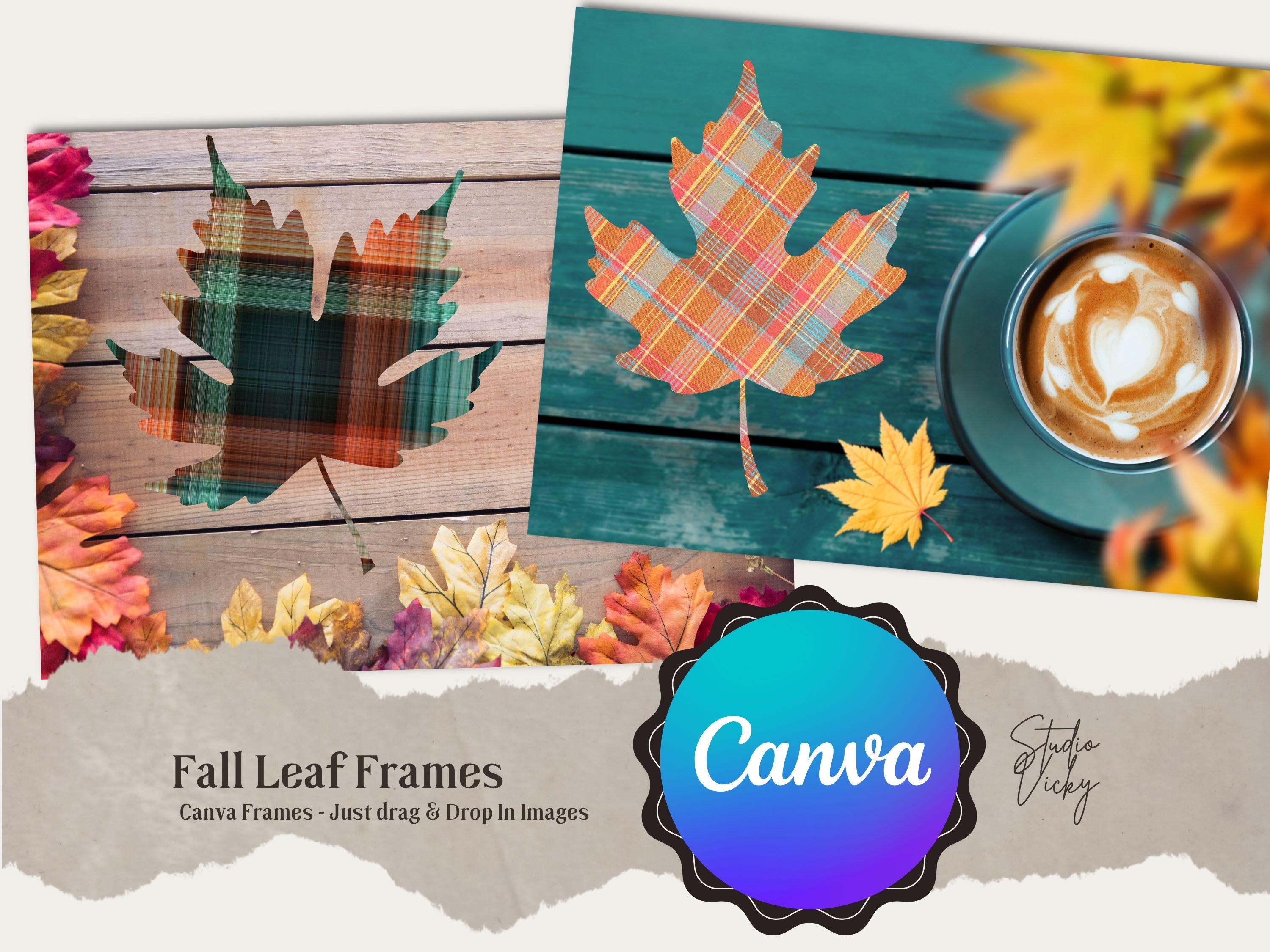 Fall Leaf Photo Frame Bundle for Canva: Autumn Design Elements (Digital Download