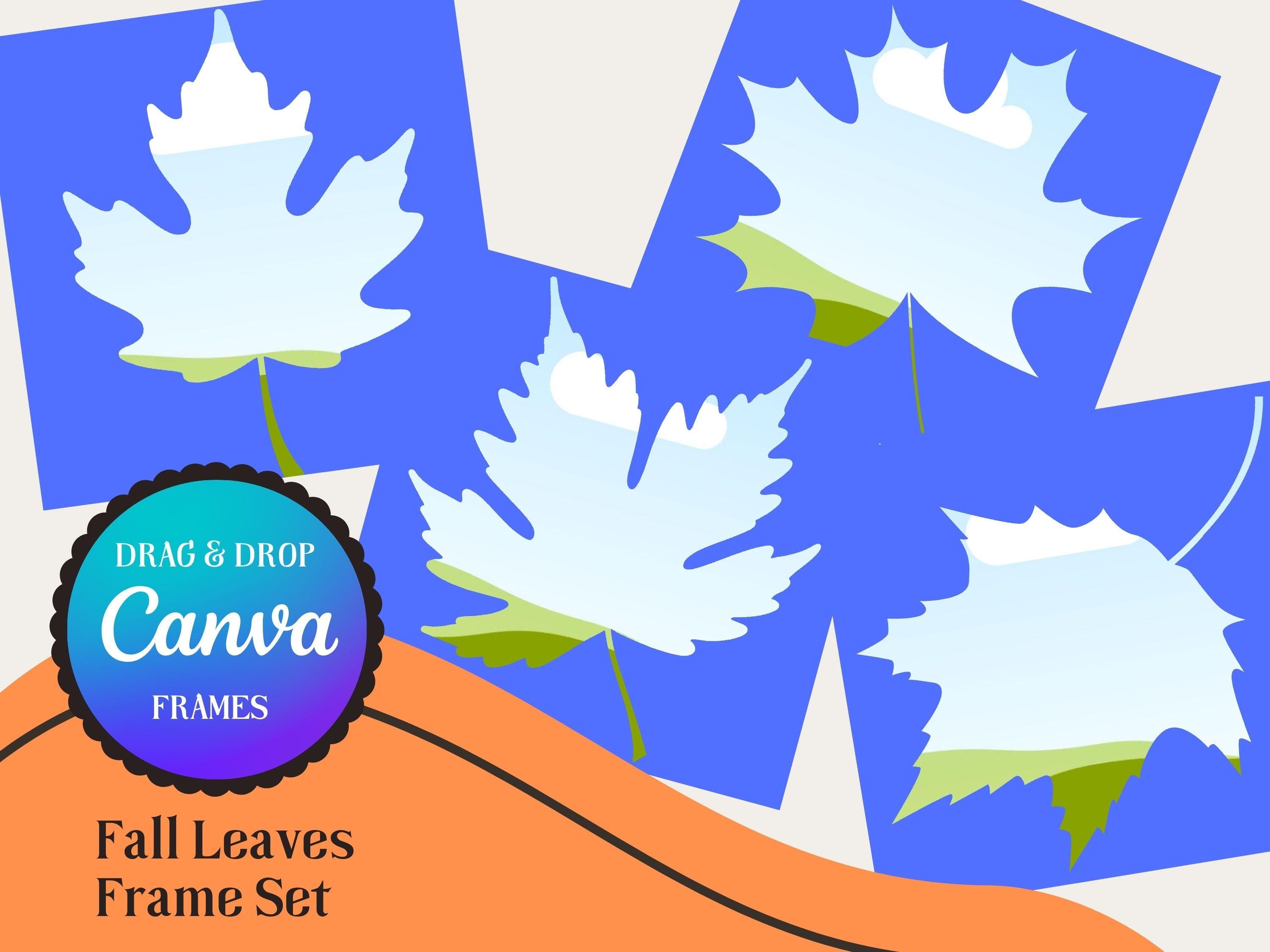 Fall Leaf Photo Frame Bundle for Canva: Autumn Design Elements (Digital Download